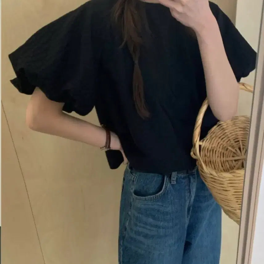 [BUNJANG] Basket River Black Blouse - New / 바스켓 리버 블라우스 블랙 새상품