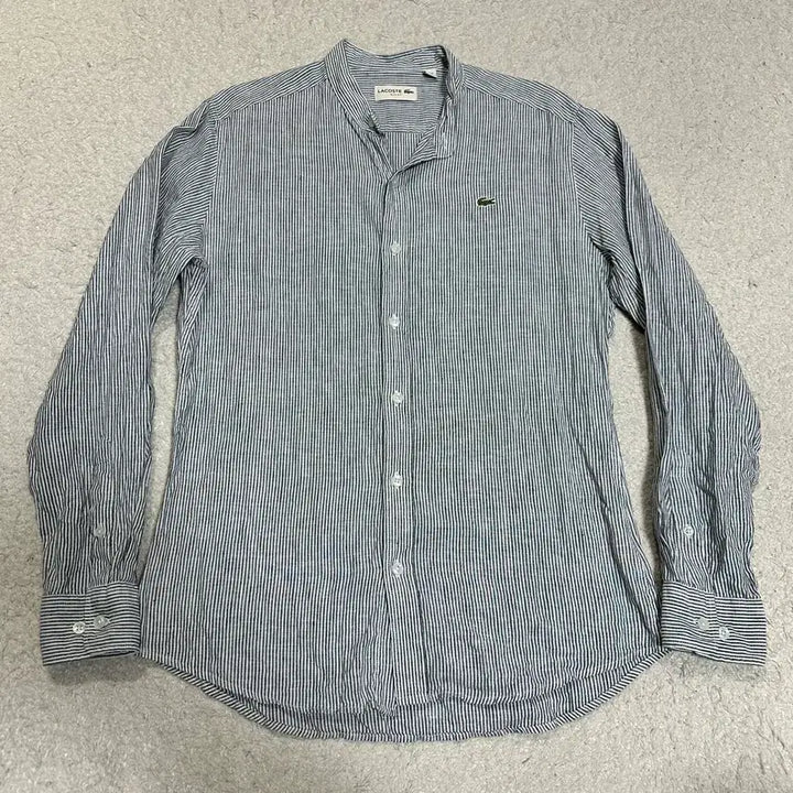[BUNJANG] Lacoste Linen Striped Henley Long Sleeve Shirt / 라코스테 린넨 헨리넥 스트라이프 긴팔 셔츠 s 95