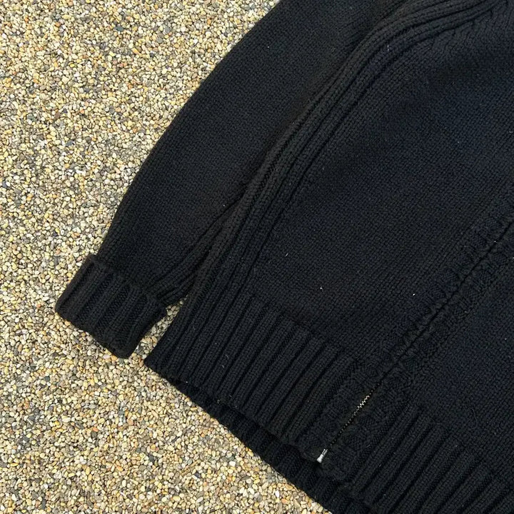 [BUNJANG] Schott Heavy Knit Black Zip-Up Cardigan / 쇼트(Schott) 헤비 니트 블랙 집업 가디건