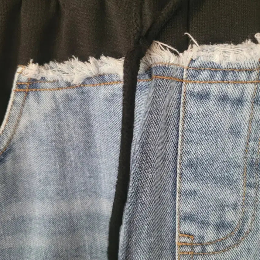 [BUNJANG] Color-Blocked Oversized Denim Pants / 배색데님팬츠 오버사이즈