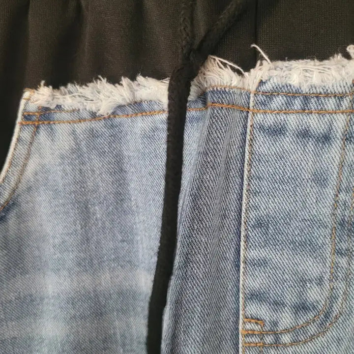 [BUNJANG] Color-Blocked Oversized Denim Pants / 배색데님팬츠 오버사이즈