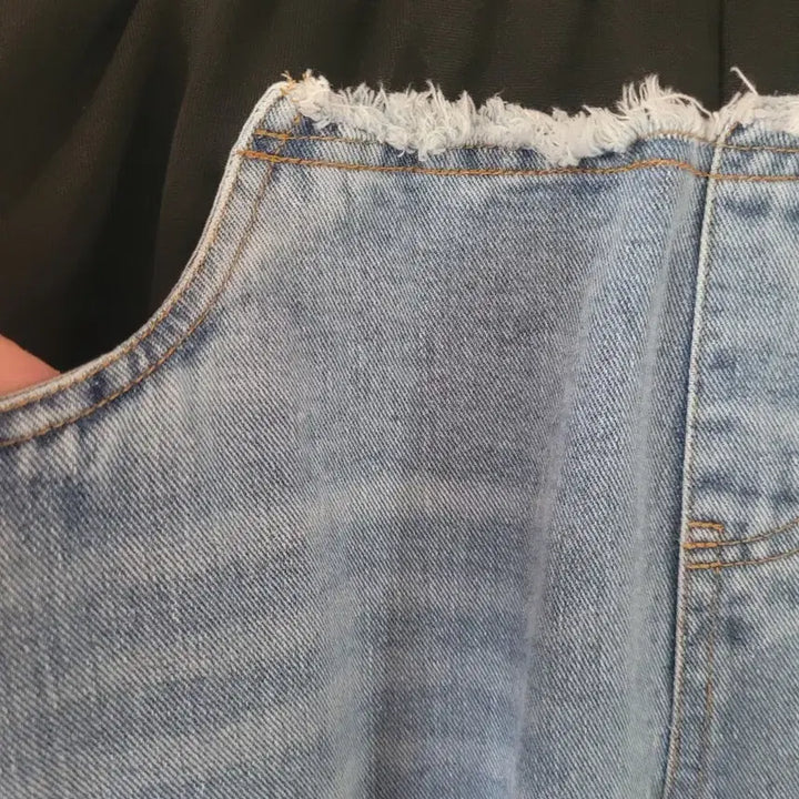 [BUNJANG] Color-Blocked Oversized Denim Pants / 배색데님팬츠 오버사이즈