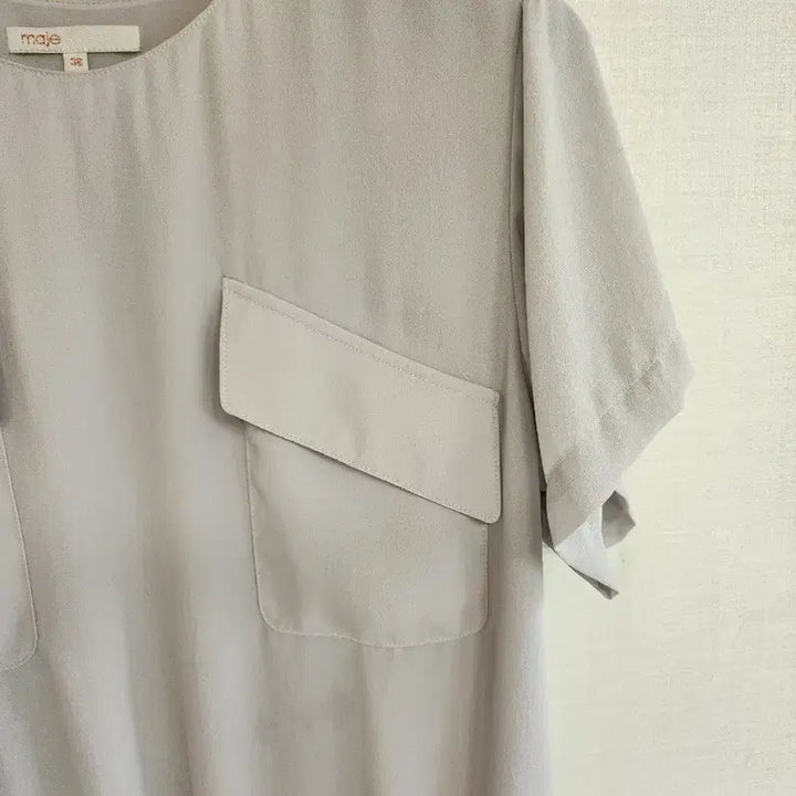 [BUNJANG] Maje Grey Short Sleeve Blouse with Waist String / maje 회색 반팔 블라우스 허리 스트링