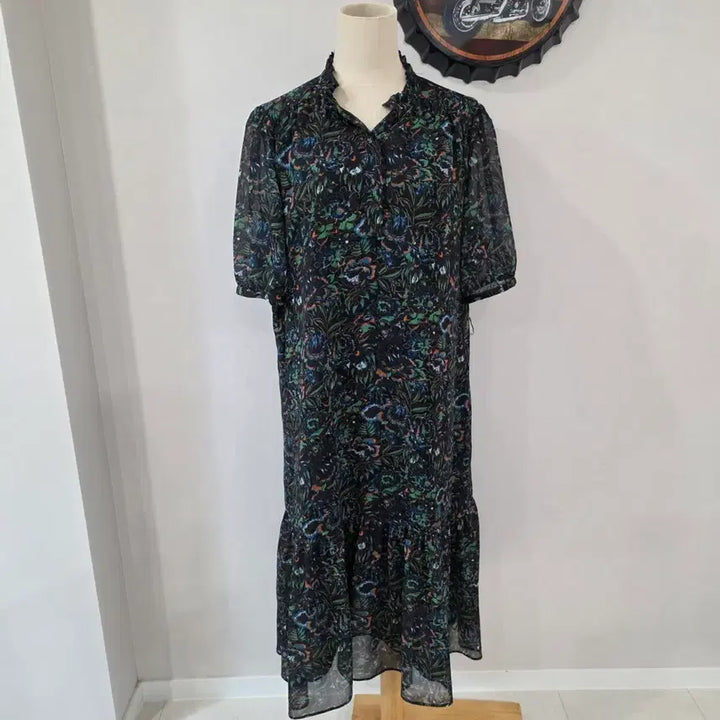 [BUNJANG] Givy Flower Pattern Chiffon Long Dress / Givy 플라워 패턴 쉬폰 롱 원피스