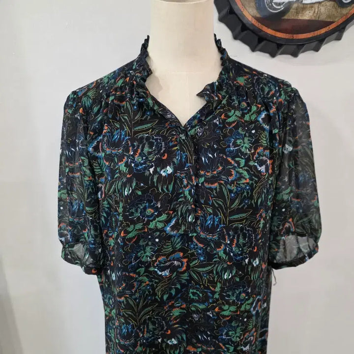 [BUNJANG] Givy Flower Pattern Chiffon Long Dress / Givy 플라워 패턴 쉬폰 롱 원피스