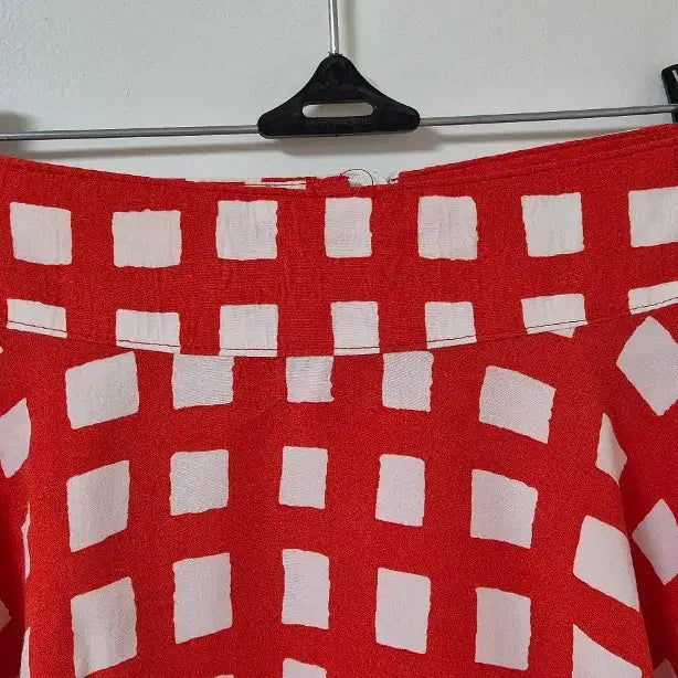 [BUNJANG] Square Pattern Back Zipper Flare Skirt / 네모 패턴 뒷지퍼 플레어 스커트