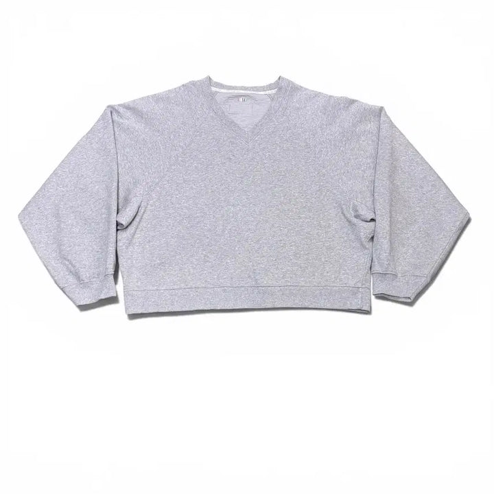 [BUNJANG] OUI MAIS NON Grey V-Neck Oversized Sweatshirt / 우먼FREE 위메농 OUI MAIS NON 그레이 브이넥 오버핏 맨투맨