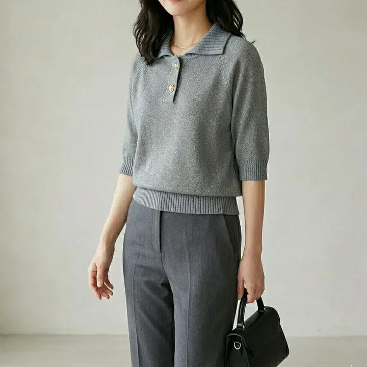 [BUNJANG] KARL LAGERFELD Short Sleeve Knit Top - Women&