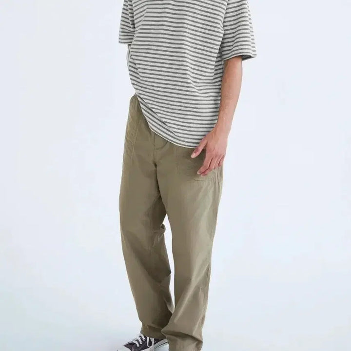 [BUNJANG] XL Khakis SS Stripe Polo T-Shirt Grey / [XL]카키스 SS 스트라이프 폴로 티셔츠 그레이