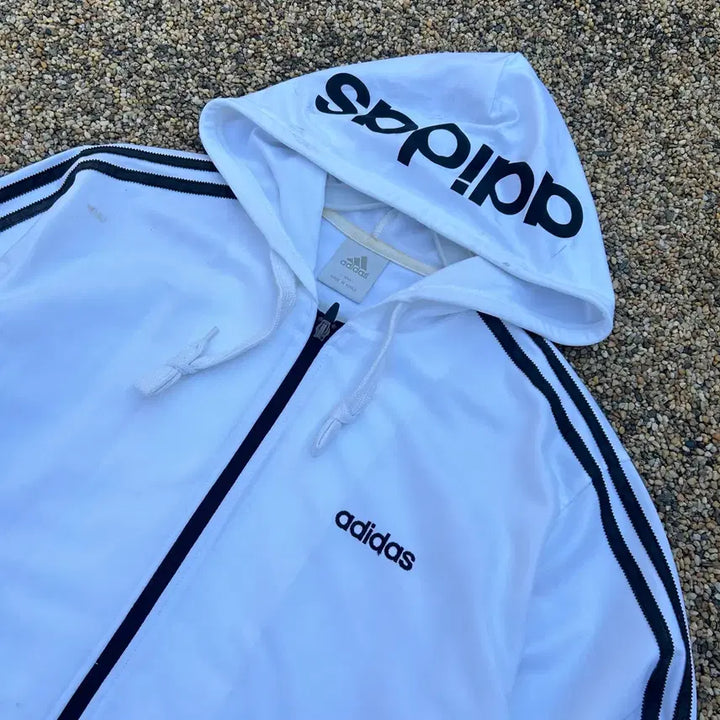 [BUNJANG] Adidas White Hoodie Zip-up / 아디다스 화이트 후드집업