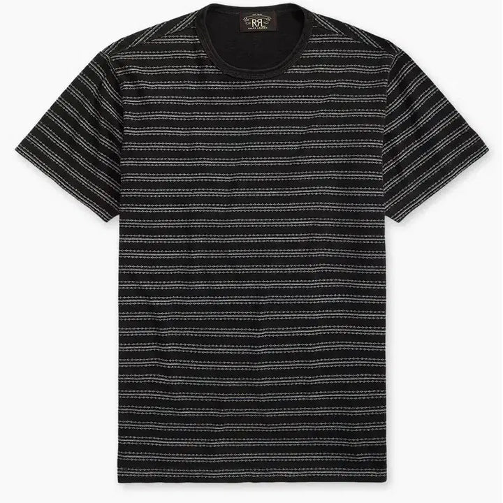 [BUNJANG] RRL Indigo Striped Jacquard T-Shirt Black Multi / RRL 인디고 스트라이프 저지 티셔츠 블랙 멀티