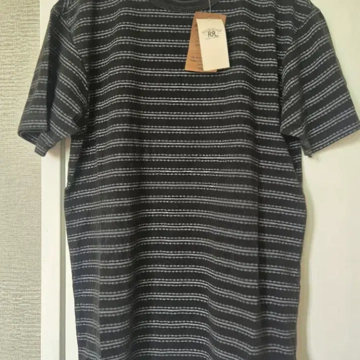 [BUNJANG] RRL Indigo Striped Jacquard T-Shirt Black Multi / RRL 인디고 스트라이프 저지 티셔츠 블랙 멀티