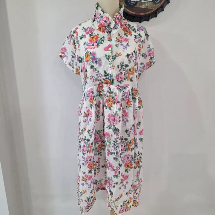[BUNJANG] Oilily Flower Short Sleeve Long Dress S / 오일릴리 플라워 반팔 롱원피스 S