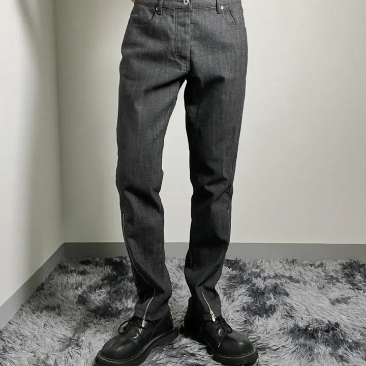 [BUNJANG] Wooyoungmi Side Zip Black Denim Pants Size 50 / Wooyoungmi 우영미 사이드 지퍼 블랙 데님 팬츠 50