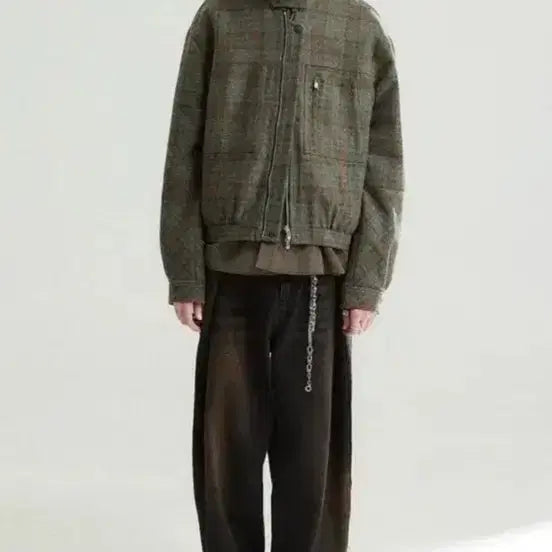 [BUNJANG] Allenne Wool Check Carpenter Biker Jacket Size 1 / 알렌느 울 체크 카펜터 바이커 자켓 1사이즈