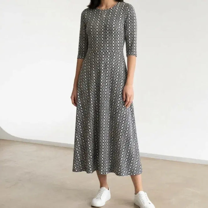 [BUNJANG] Geometric Pattern Long Dress / [55]립밤 기하학 패턴 롱 원피스