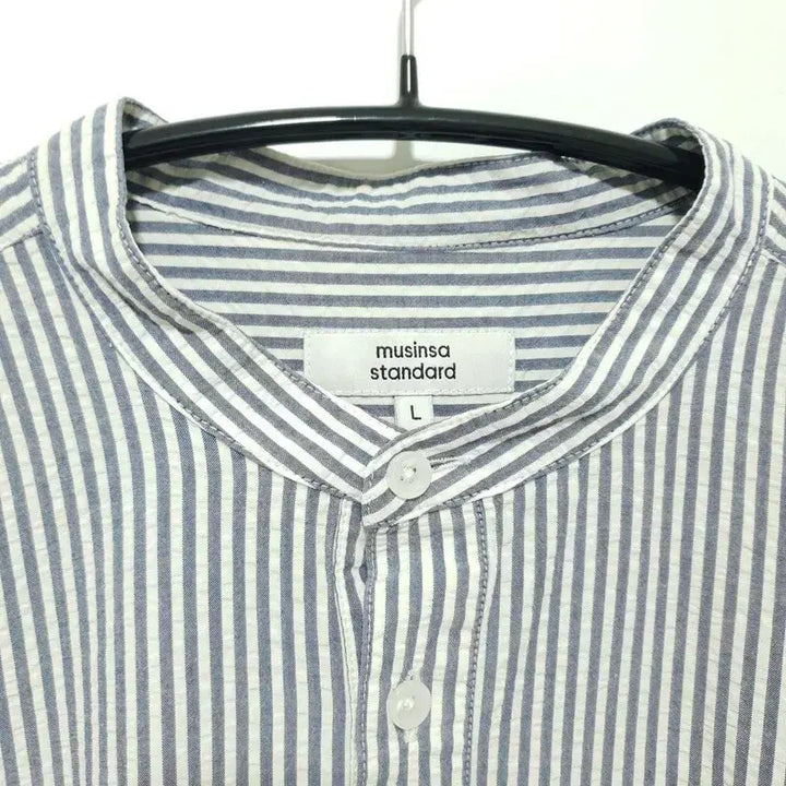[BUNJANG] M Standard Seersucker Stripe Pullover Shirt L / 무탠다드 시어서커 스트라이프 풀오버 셔츠 L_M2624