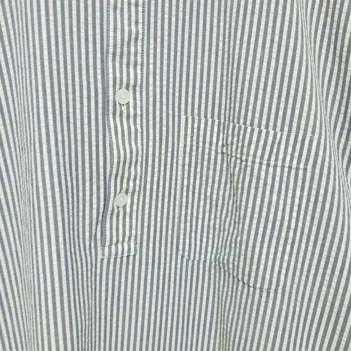 [BUNJANG] M Standard Seersucker Stripe Pullover Shirt L / 무탠다드 시어서커 스트라이프 풀오버 셔츠 L_M2624