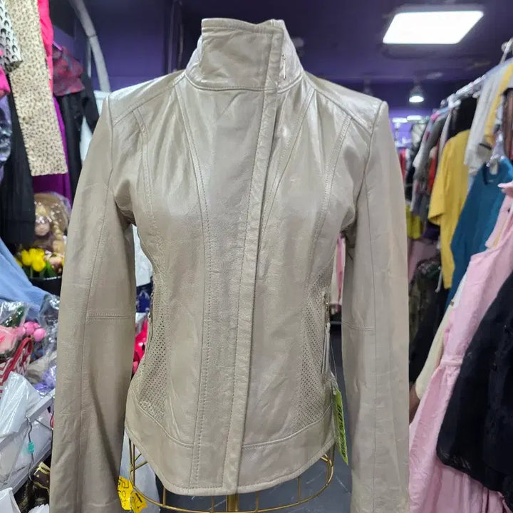 [BUNJANG] Pinky&amp;Dianne Sheepskin Leather Jacket Beige (Size 38) / Pinky&amp;Dianne 양가죽 자켓 (55)