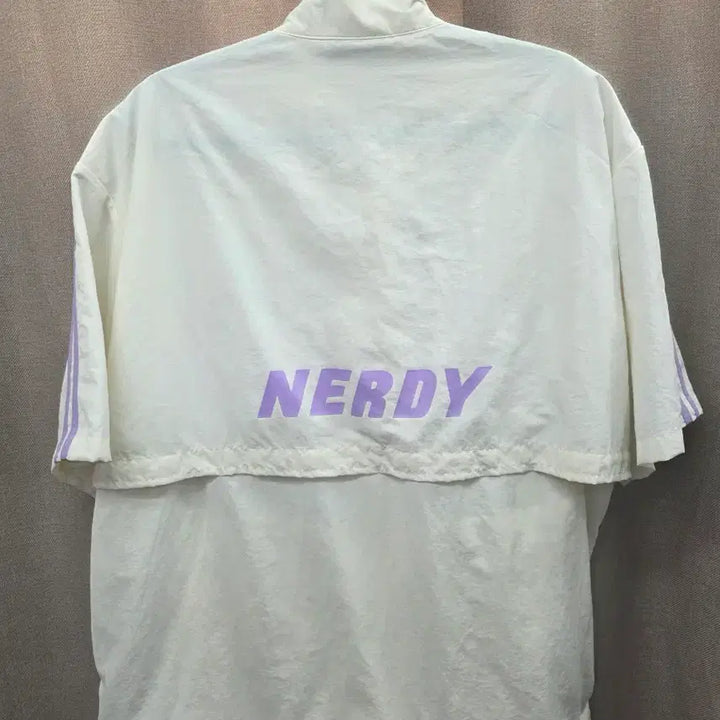 [BUNJANG] NERDY Short Sleeve Track Jacket White Lavender / 널디 반팔 트랙 자켓 화이트 라벤더