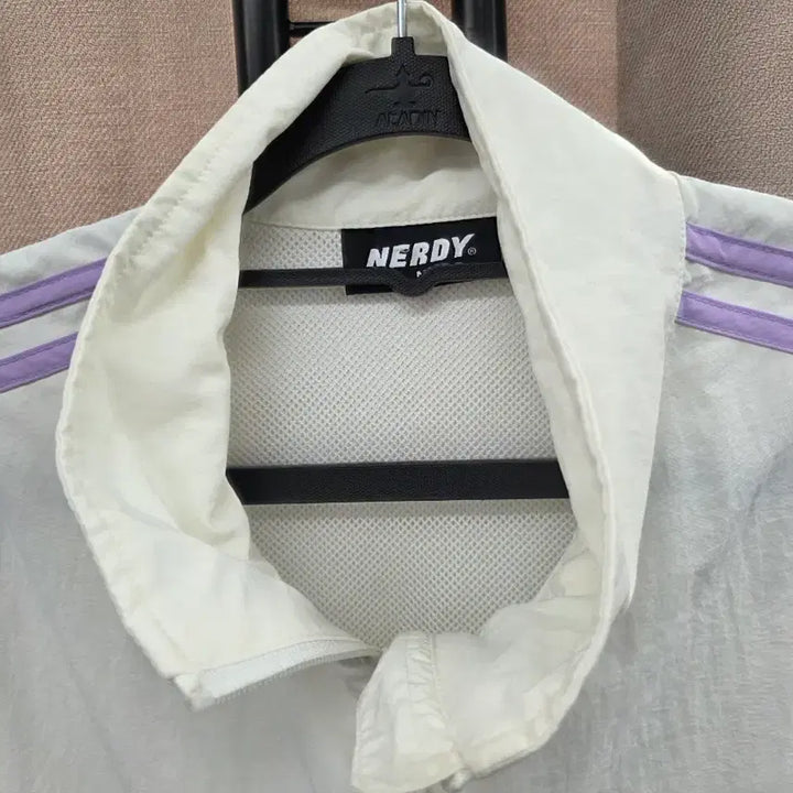 [BUNJANG] NERDY Short Sleeve Track Jacket White Lavender / 널디 반팔 트랙 자켓 화이트 라벤더