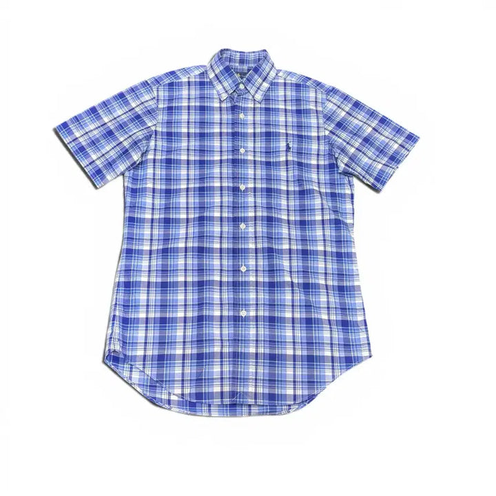 [BUNJANG] Polo Ralph Lauren Navy Check Short Sleeve Shirt / XS-S 폴로 랄프로렌 네이비 체크 반팔 셔츠