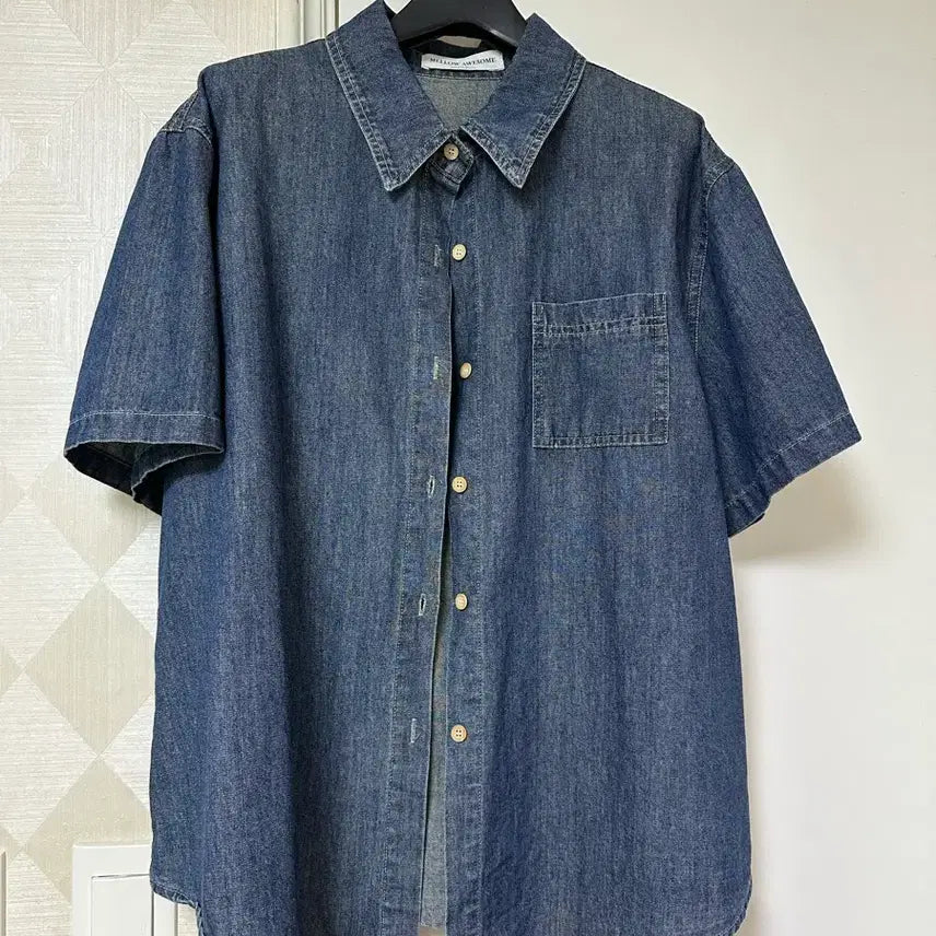 [BUNJANG] Denim Short Sleeve Shirt / 청 반팔셔츠