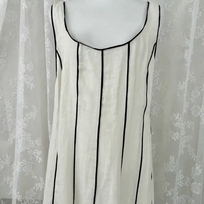 [BUNJANG] Massimo Dutti Linen Blend Two-Tone Maxi Dress Ivory / L) 새상품 마시모두띠 린넨 블렌드 투톤 원피스 아이보리