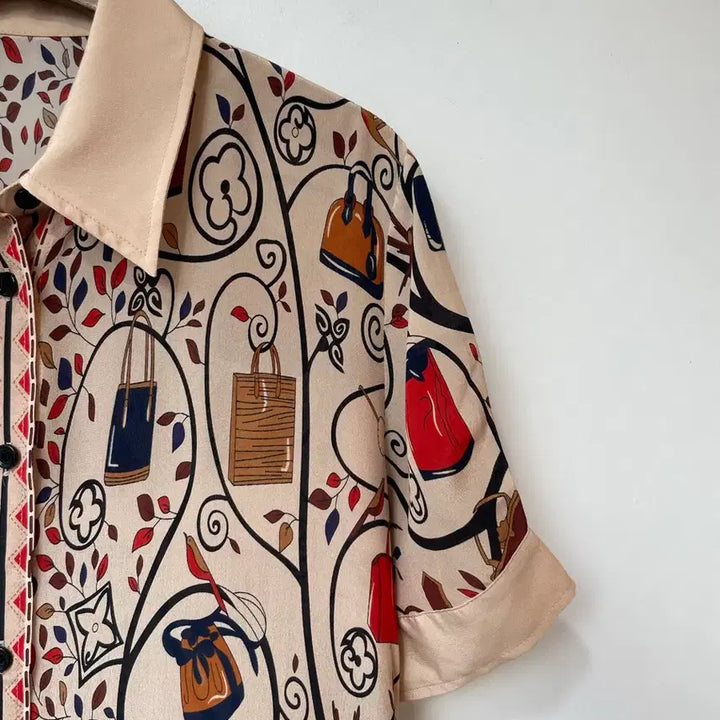 [BUNJANG] Vintage Pattern Short Sleeve Dress M / 빈티지 패턴 반팔 원피스 M