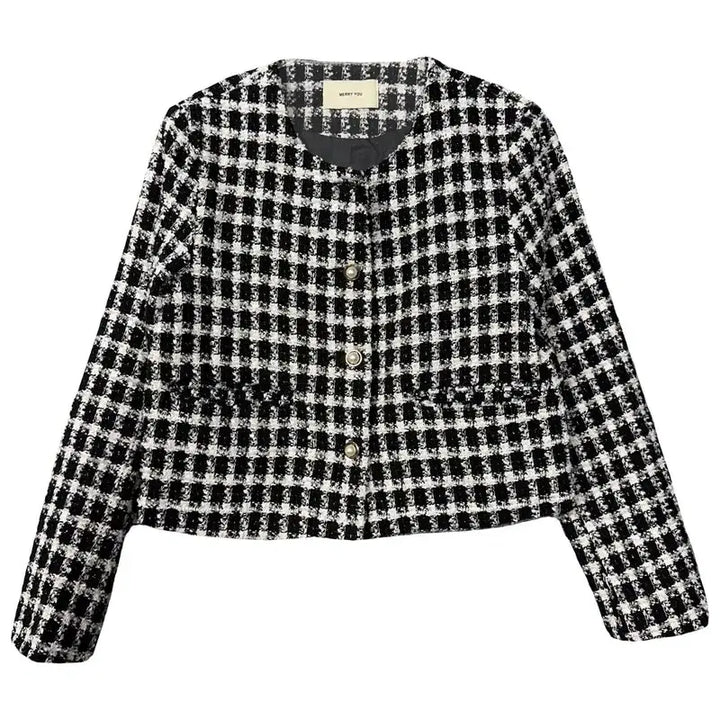 [BUNJANG] Black Check Tweed Jacket XS / 체크 블랙 트위드 자켓 XS