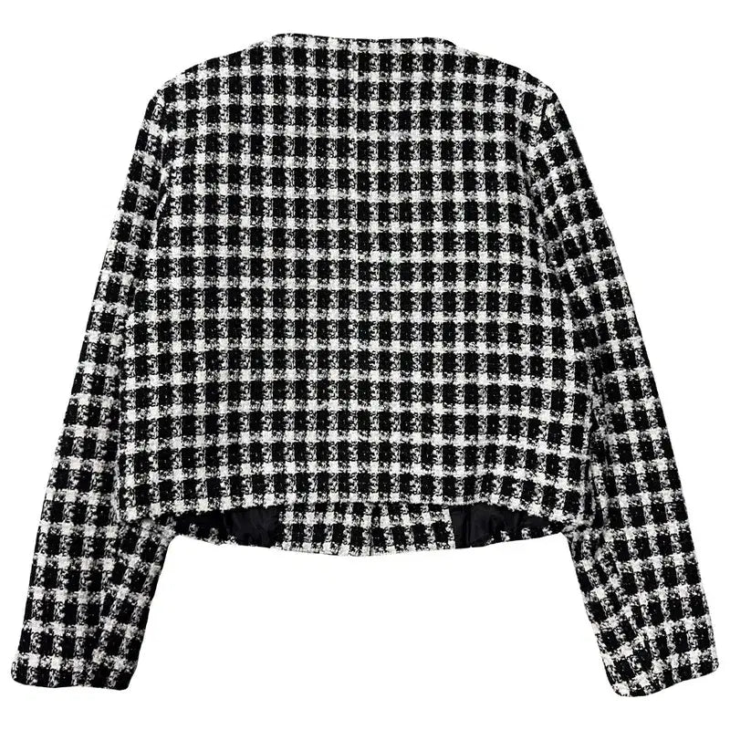 [BUNJANG] Black Check Tweed Jacket XS / 체크 블랙 트위드 자켓 XS