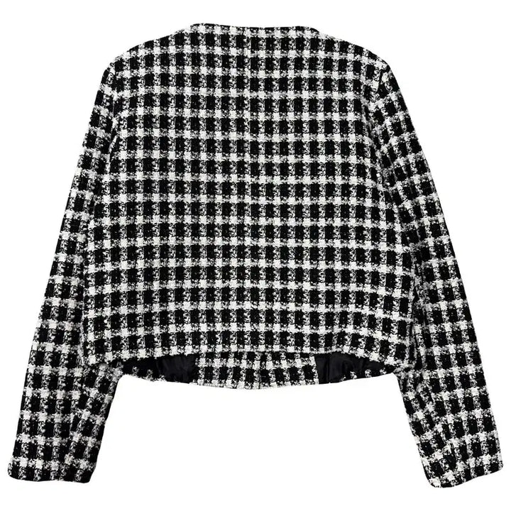 [BUNJANG] Black Check Tweed Jacket XS / 체크 블랙 트위드 자켓 XS