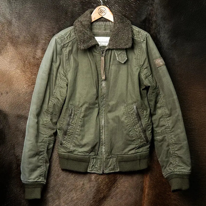 [BUNJANG] Abercrombie &amp; Fitch Military Bomber Jacket Olive Green Cotton / [100] 아베크롬비 밀리터리 봄버자켓 올리브 그린