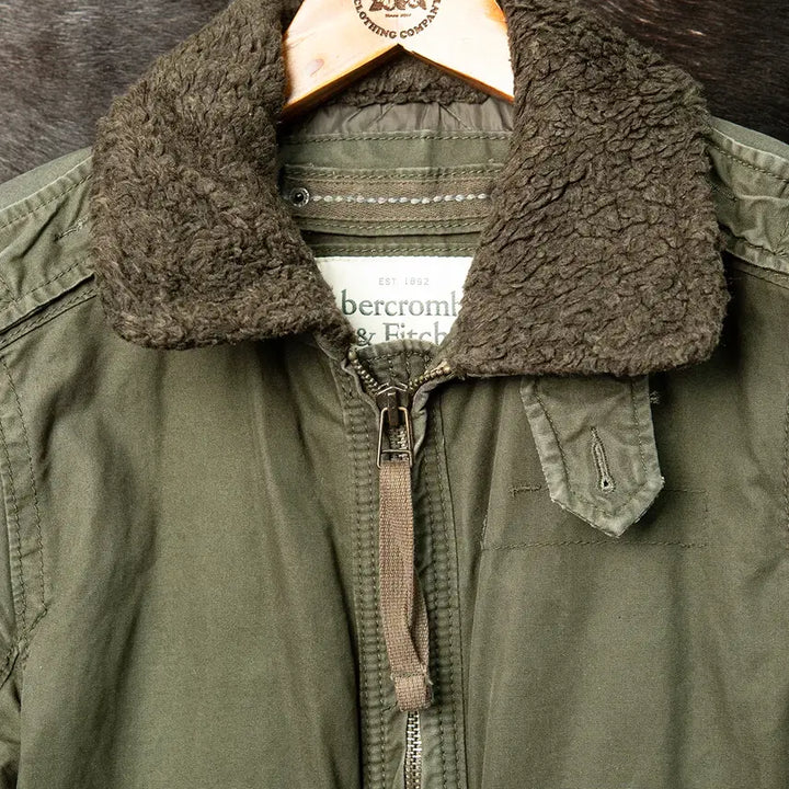 [BUNJANG] Abercrombie &amp; Fitch Military Bomber Jacket Olive Green Cotton / [100] 아베크롬비 밀리터리 봄버자켓 올리브 그린