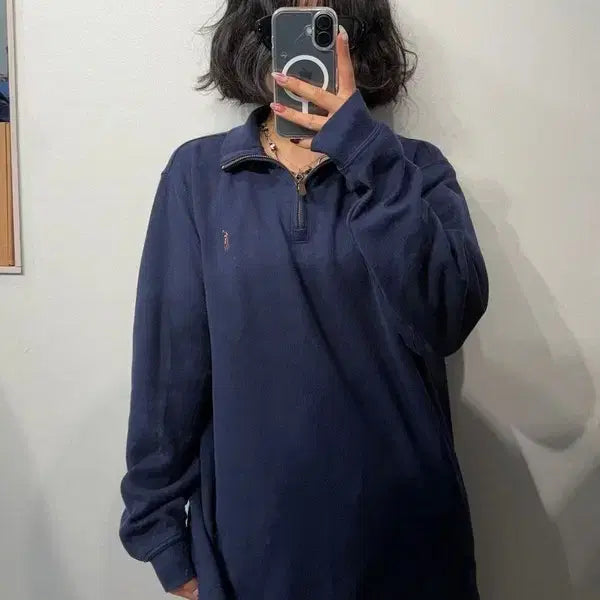 [BUNJANG] Polo Ralph Lauren Half-Zip Cotton Knit Sweater XL Navy / XL 폴로 랄프 로렌 하프집업 코튼 니트 네이비