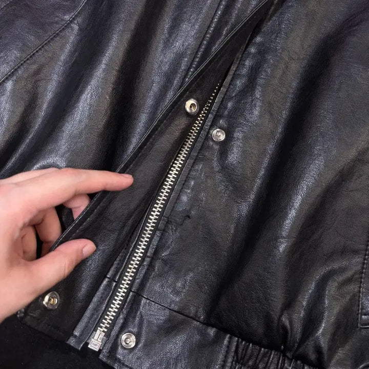 [BUNJANG] NILBY P Black Leather Jacket / 34 닐바이피 NILBY P 블랙 레더 가죽자켓
