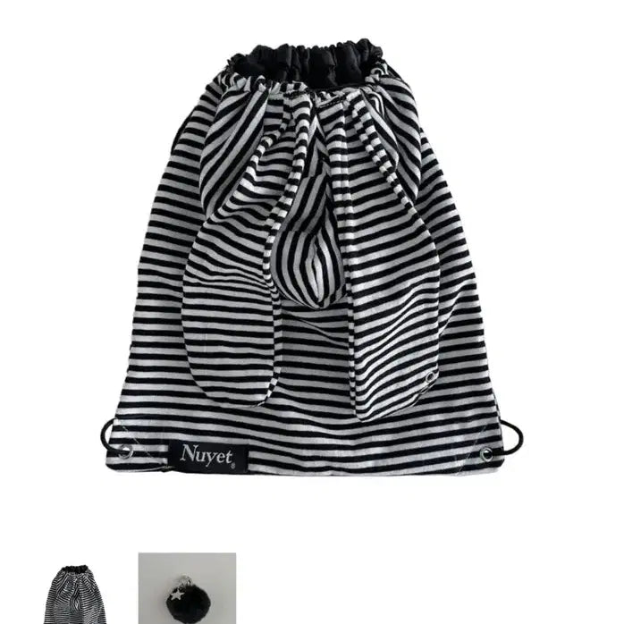 [BUNJANG] NUEST Stripe Rabbit Hoodie Bag / 누엣 Stripe rabbit hoodie bag