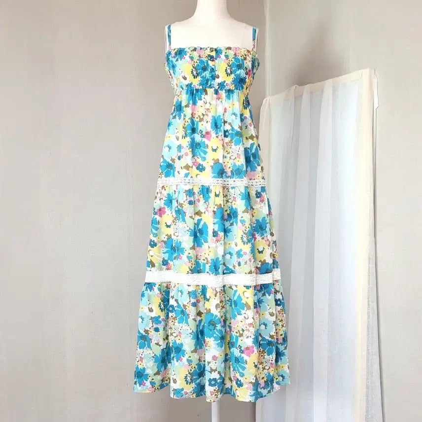 [BUNJANG] LIZ LISA Smoking Flower Print Lace Dress / 리즈리사 LIZ LISA 스모킹 플라워프린팅 레이스 원피스 (44~55)