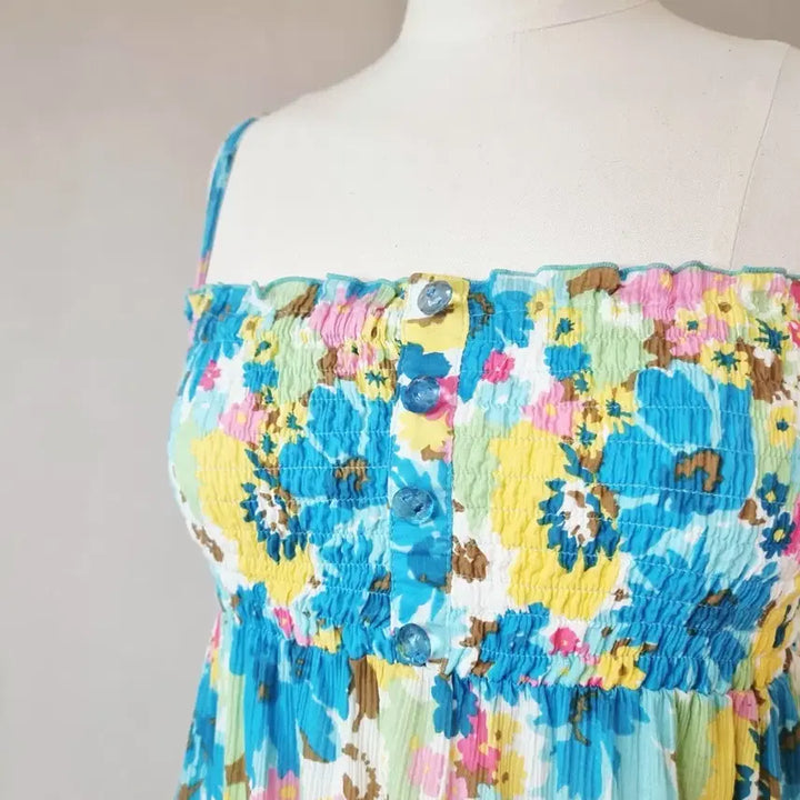 [BUNJANG] LIZ LISA Smoking Flower Print Lace Dress / 리즈리사 LIZ LISA 스모킹 플라워프린팅 레이스 원피스 (44~55)