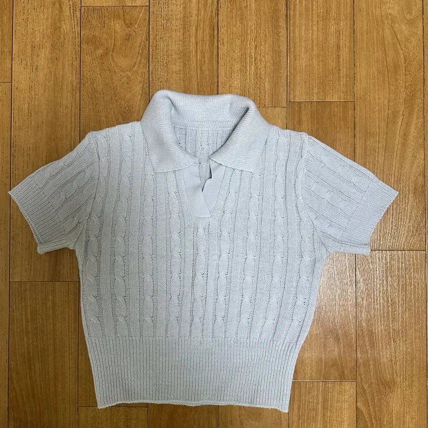 [BUNJANG] Knit Short Sleeve T-Shirt / 니트반팔