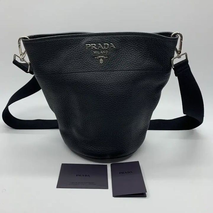 [BUNJANG] Prada Black Leather Bucket Crossbody Bag 1BE012 / 267001761 프라다 블랙 레더 버킷백 크로스백 1BE012