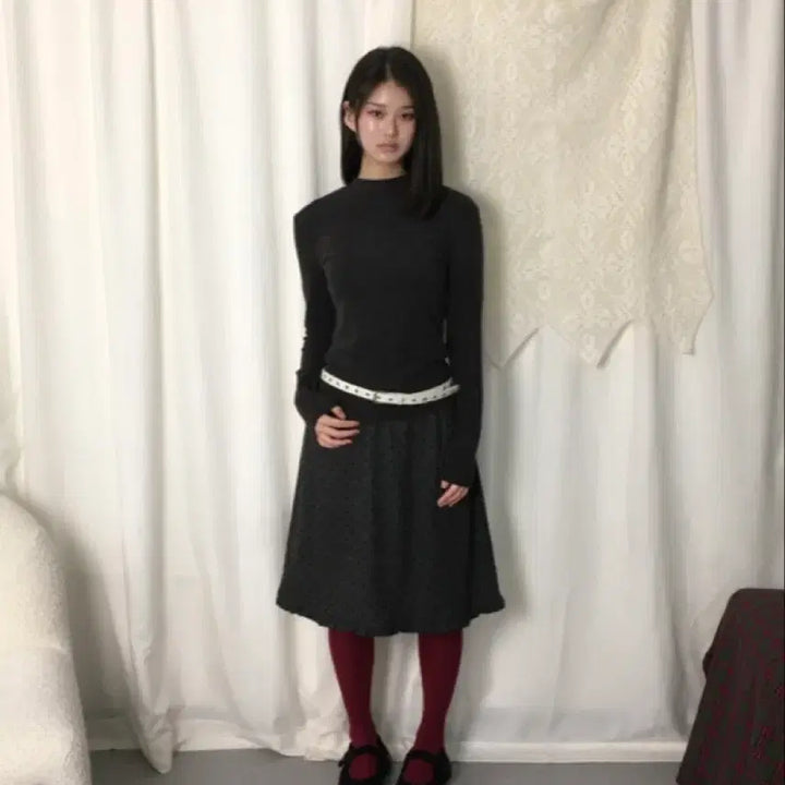 [BUNJANG] Dot Frill Midi Skirt / 도트 프릴 미디 스커트