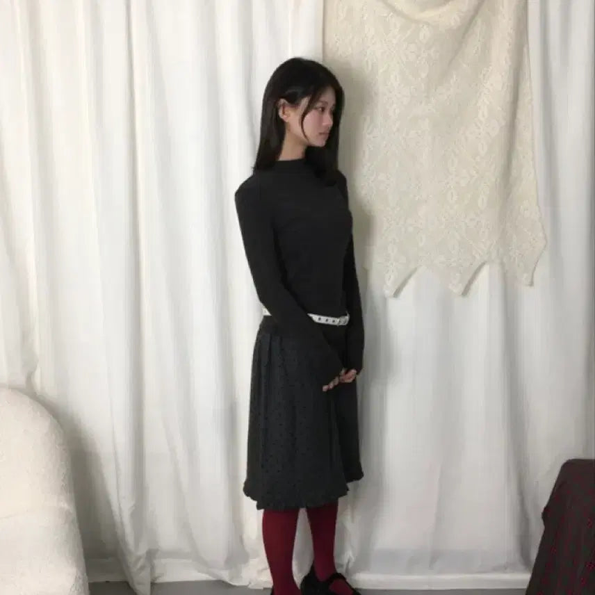 [BUNJANG] Dot Frill Midi Skirt / 도트 프릴 미디 스커트