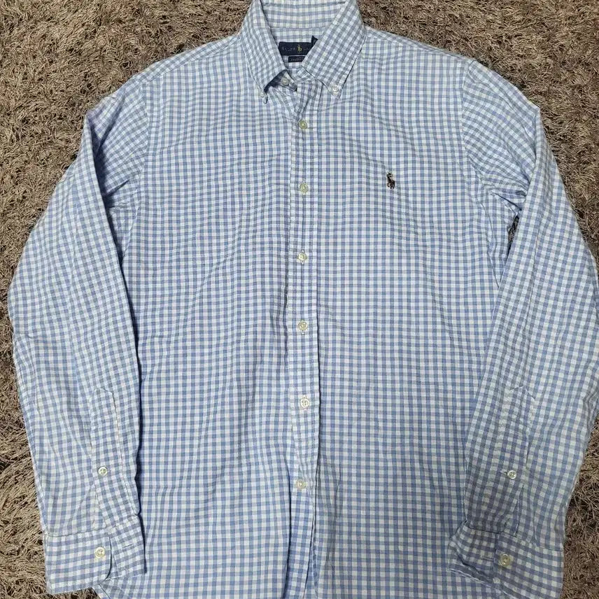 [BUNJANG] Ralph Lauren Color Pony Oxford Shirt Blue Check M / 랄프로렌 컬러포니 셔츠 블루 체크 M