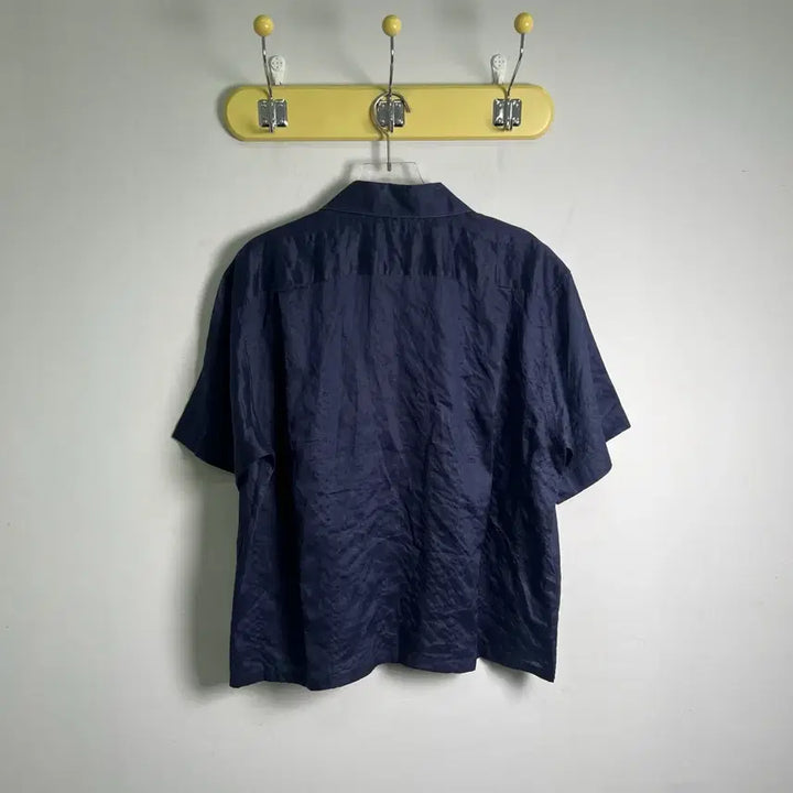 [BUNJANG] Givenchy Monsieur Navy Linen Short Sleeve Open Collar Shirt Size 105 / 지방시 무슈 네이비 린넨 오픈 칼라 반팔 셔츠 105