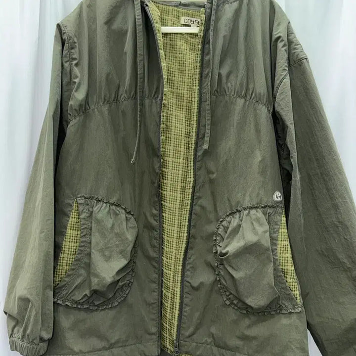 [BUNJANG] COYSEIO Short Length Khaki Jacket with Check Lining / COYSEIO 숏 기장 체크 안감 야상 점퍼