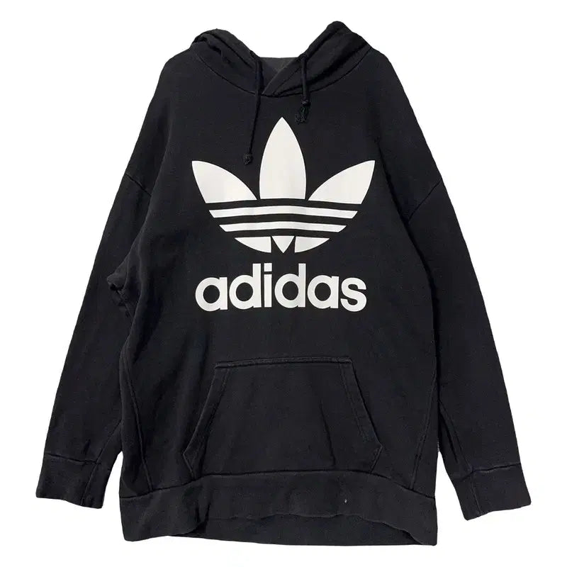 [BUNJANG] Adidas Printed Black Hoodie (M) / 아디다스 프린팅 블랙 후드티 M