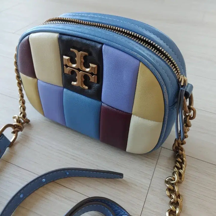 [BUNJANG] Tory Burch Patchwork Camera Bag Blue / 토리버치 패치워크 카메라백 블루