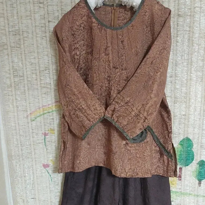 [BUNJANG] Natural Dye Rayon Brown Top and Bottom Set / 인견 천연염색 브라운 상하의 세트