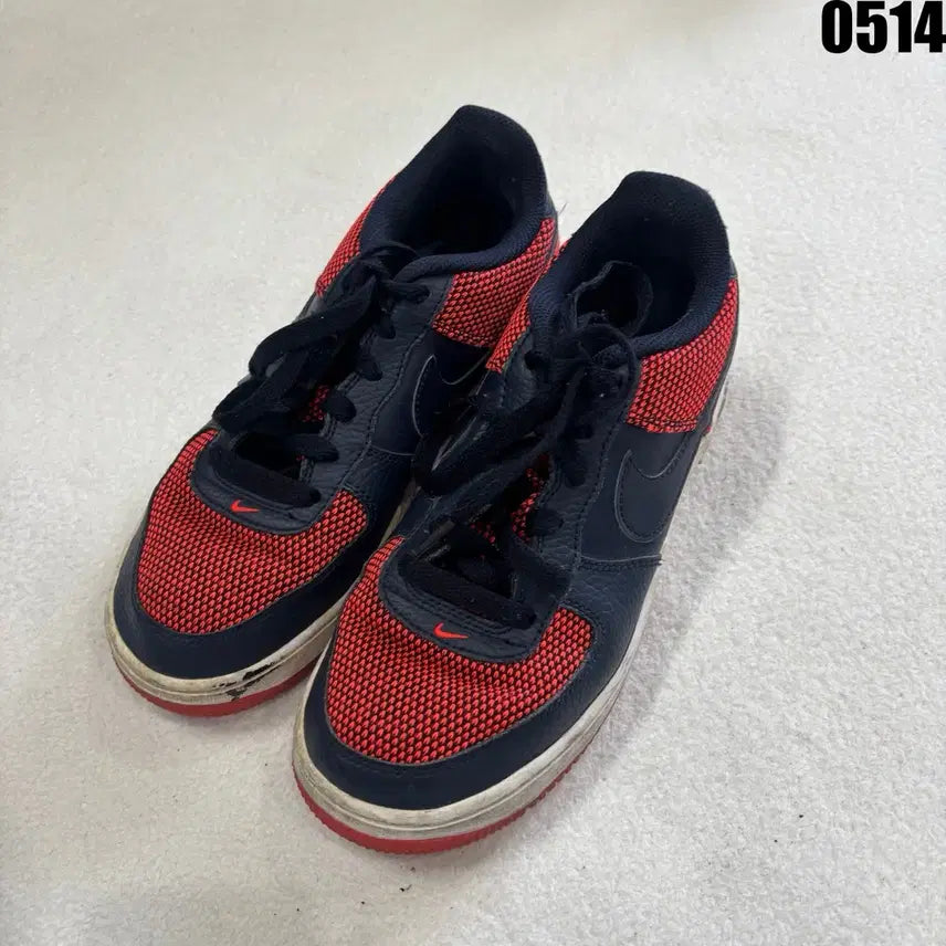 [BUNJANG] Nike Air Force 1 Black/Red Mesh Sneakers (240) / 나이키 에어포스1 블랙/레드 메쉬 스니커즈 240